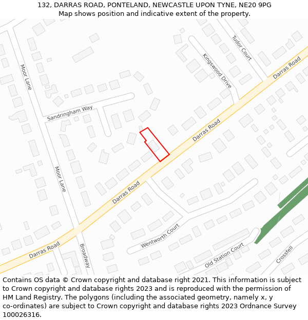 132, DARRAS ROAD, PONTELAND, NEWCASTLE UPON TYNE, NE20 9PG: Location map and indicative extent of plot