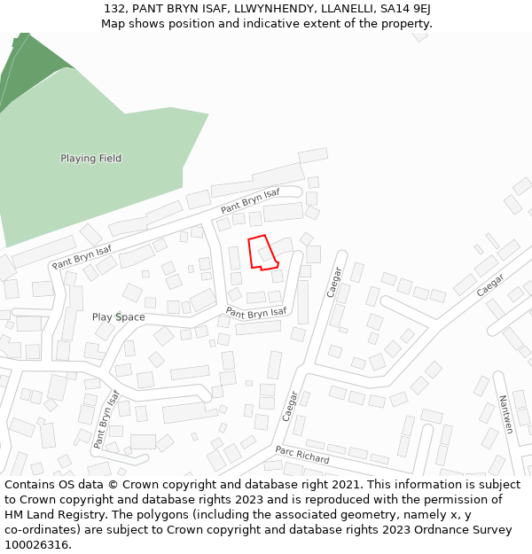 132, PANT BRYN ISAF, LLWYNHENDY, LLANELLI, SA14 9EJ: Location map and indicative extent of plot