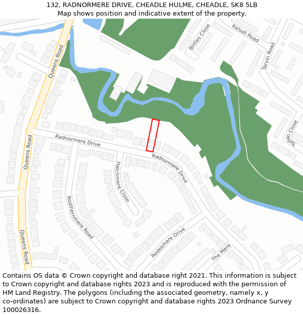 132, RADNORMERE DRIVE, CHEADLE HULME, CHEADLE, SK8 5LB: Location map and indicative extent of plot