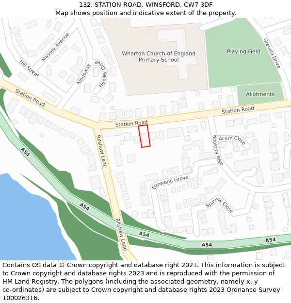 132, STATION ROAD, WINSFORD, CW7 3DF: Location map and indicative extent of plot