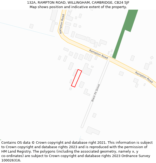 132A, RAMPTON ROAD, WILLINGHAM, CAMBRIDGE, CB24 5JF: Location map and indicative extent of plot