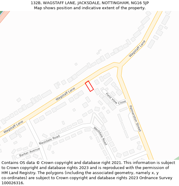 132B, WAGSTAFF LANE, JACKSDALE, NOTTINGHAM, NG16 5JP: Location map and indicative extent of plot