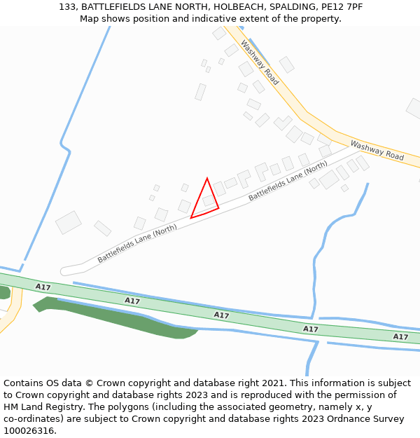 133, BATTLEFIELDS LANE NORTH, HOLBEACH, SPALDING, PE12 7PF: Location map and indicative extent of plot