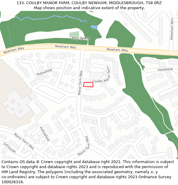 133, COULBY MANOR FARM, COULBY NEWHAM, MIDDLESBROUGH, TS8 0RZ: Location map and indicative extent of plot