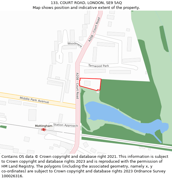 133, COURT ROAD, LONDON, SE9 5AQ: Location map and indicative extent of plot