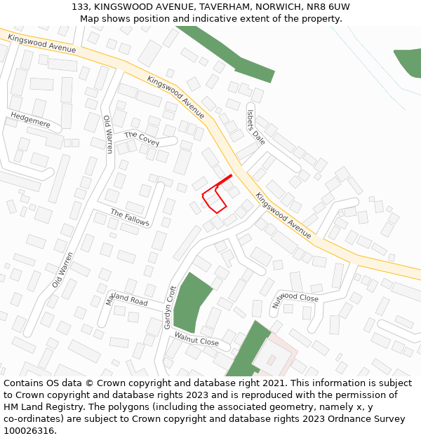 133, KINGSWOOD AVENUE, TAVERHAM, NORWICH, NR8 6UW: Location map and indicative extent of plot