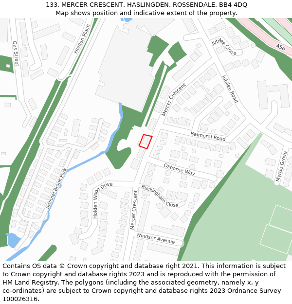 133, MERCER CRESCENT, HASLINGDEN, ROSSENDALE, BB4 4DQ: Location map and indicative extent of plot