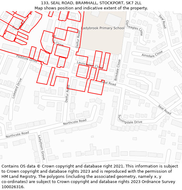 133, SEAL ROAD, BRAMHALL, STOCKPORT, SK7 2LL: Location map and indicative extent of plot