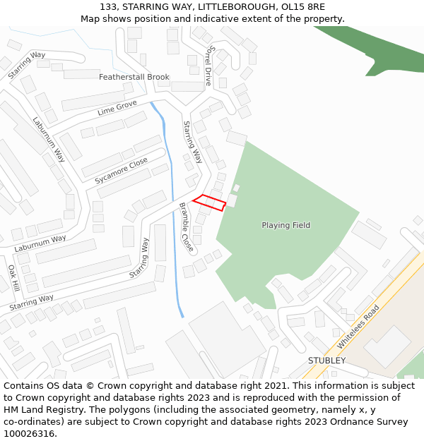 133, STARRING WAY, LITTLEBOROUGH, OL15 8RE: Location map and indicative extent of plot