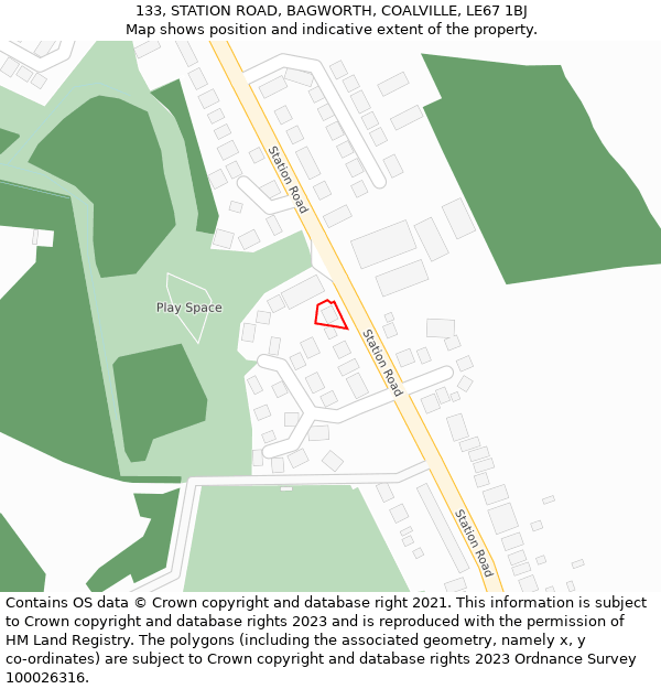 133, STATION ROAD, BAGWORTH, COALVILLE, LE67 1BJ: Location map and indicative extent of plot