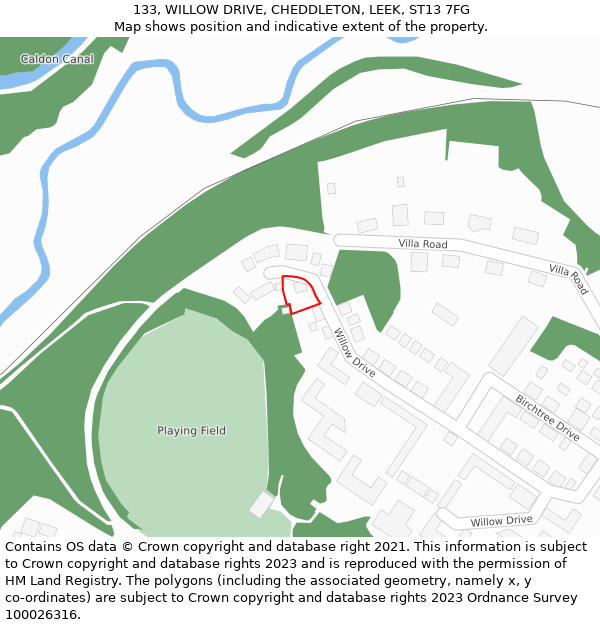 133, WILLOW DRIVE, CHEDDLETON, LEEK, ST13 7FG: Location map and indicative extent of plot