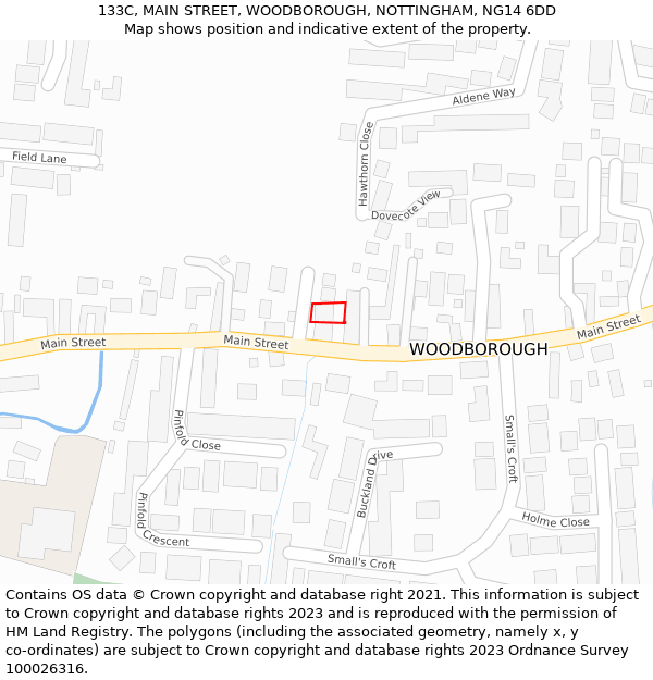 133C, MAIN STREET, WOODBOROUGH, NOTTINGHAM, NG14 6DD: Location map and indicative extent of plot