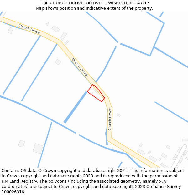 134, CHURCH DROVE, OUTWELL, WISBECH, PE14 8RP: Location map and indicative extent of plot