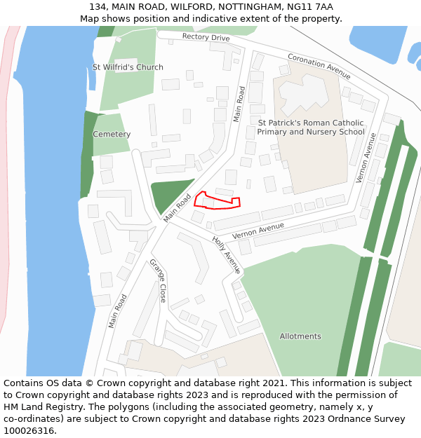 134, MAIN ROAD, WILFORD, NOTTINGHAM, NG11 7AA: Location map and indicative extent of plot