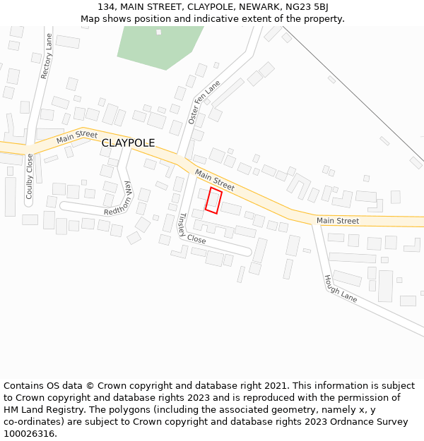 134, MAIN STREET, CLAYPOLE, NEWARK, NG23 5BJ: Location map and indicative extent of plot