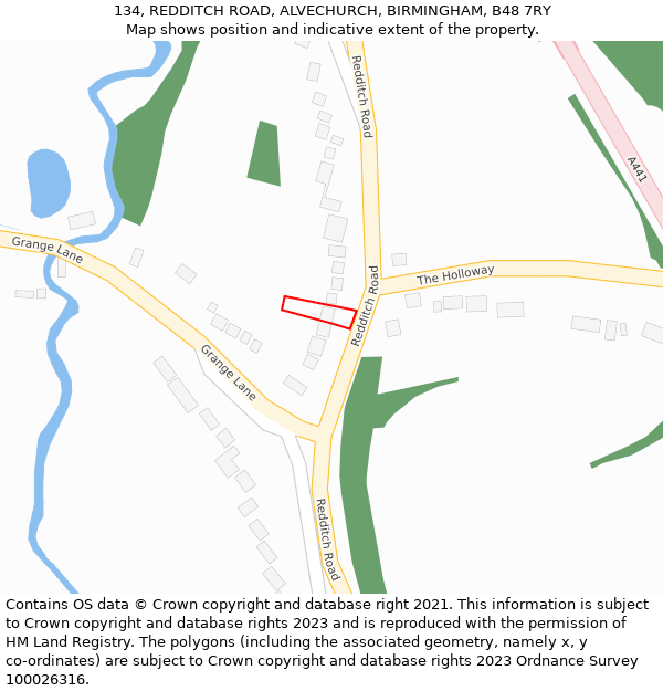 134, REDDITCH ROAD, ALVECHURCH, BIRMINGHAM, B48 7RY: Location map and indicative extent of plot