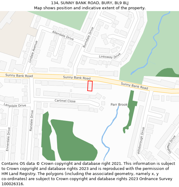 134, SUNNY BANK ROAD, BURY, BL9 8LJ: Location map and indicative extent of plot