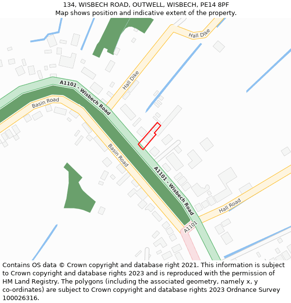 134, WISBECH ROAD, OUTWELL, WISBECH, PE14 8PF: Location map and indicative extent of plot