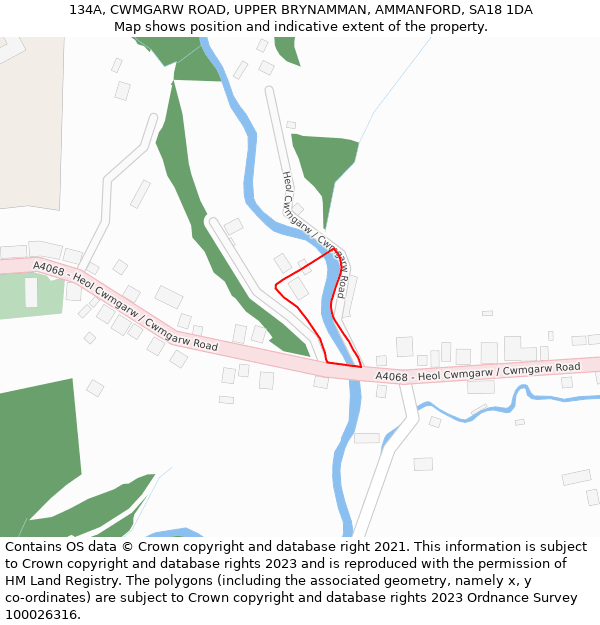 134A, CWMGARW ROAD, UPPER BRYNAMMAN, AMMANFORD, SA18 1DA: Location map and indicative extent of plot