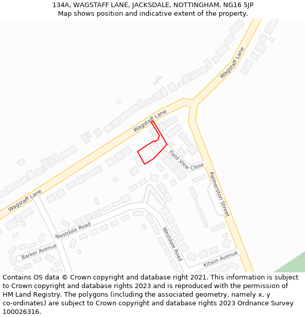 134A, WAGSTAFF LANE, JACKSDALE, NOTTINGHAM, NG16 5JP: Location map and indicative extent of plot