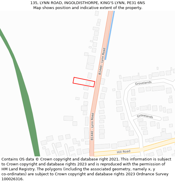 135, LYNN ROAD, INGOLDISTHORPE, KING'S LYNN, PE31 6NS: Location map and indicative extent of plot