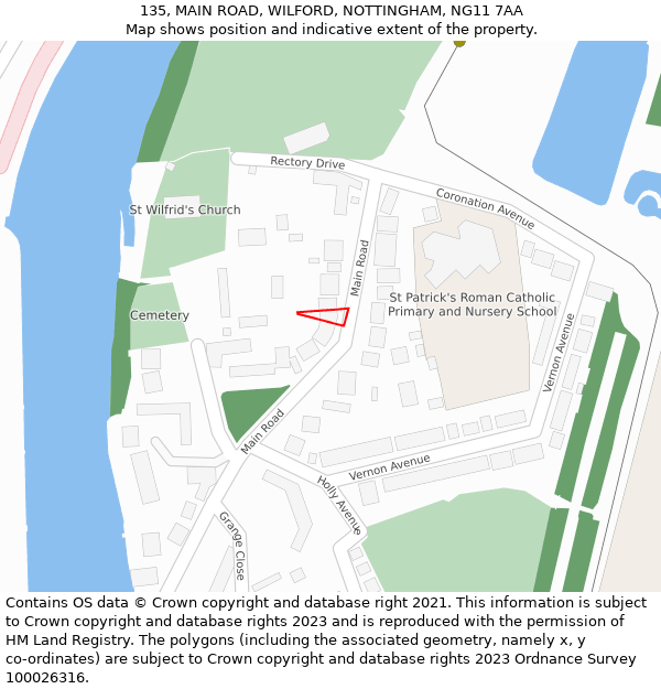 135, MAIN ROAD, WILFORD, NOTTINGHAM, NG11 7AA: Location map and indicative extent of plot