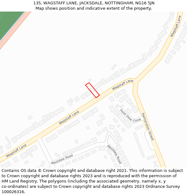 135, WAGSTAFF LANE, JACKSDALE, NOTTINGHAM, NG16 5JN: Location map and indicative extent of plot