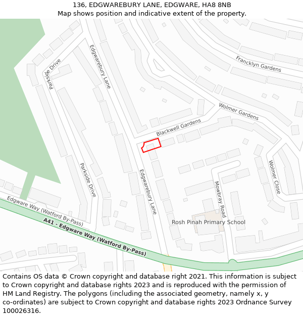 136, EDGWAREBURY LANE, EDGWARE, HA8 8NB: Location map and indicative extent of plot