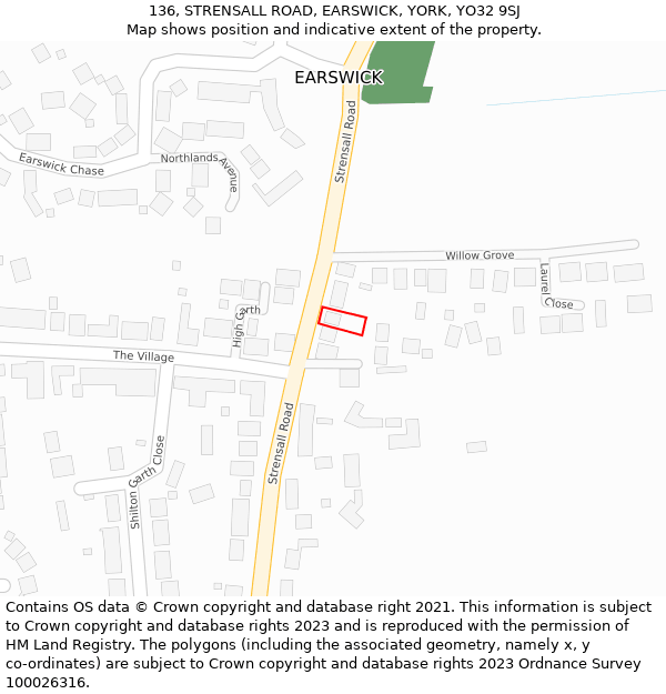 136, STRENSALL ROAD, EARSWICK, YORK, YO32 9SJ: Location map and indicative extent of plot