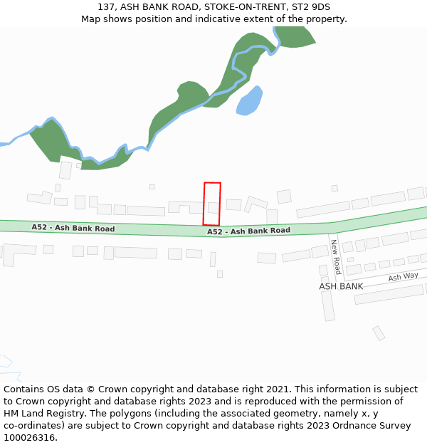 137, ASH BANK ROAD, STOKE-ON-TRENT, ST2 9DS: Location map and indicative extent of plot