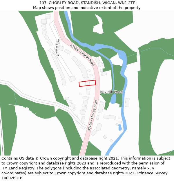 137, CHORLEY ROAD, STANDISH, WIGAN, WN1 2TE: Location map and indicative extent of plot