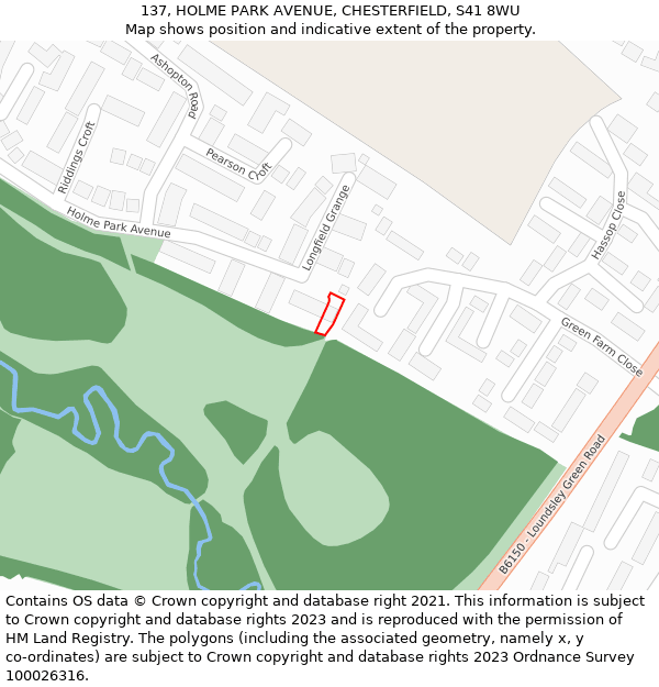 137, HOLME PARK AVENUE, CHESTERFIELD, S41 8WU: Location map and indicative extent of plot