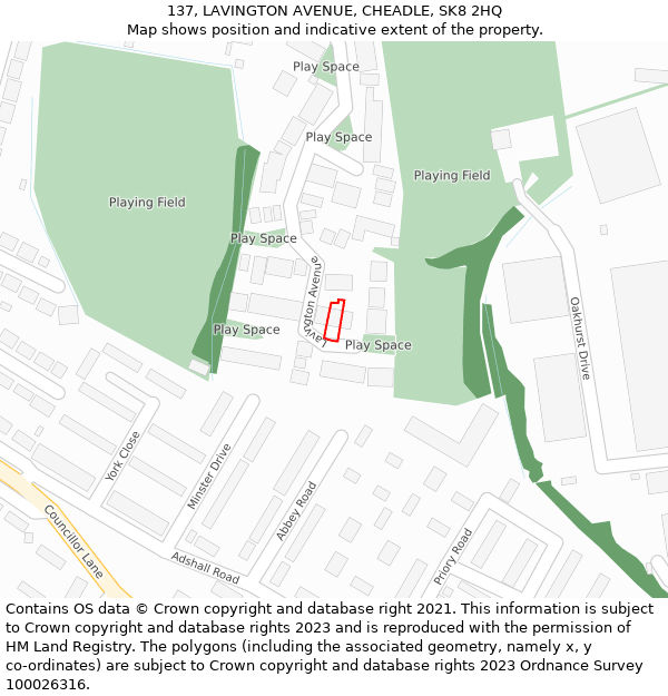 137, LAVINGTON AVENUE, CHEADLE, SK8 2HQ: Location map and indicative extent of plot