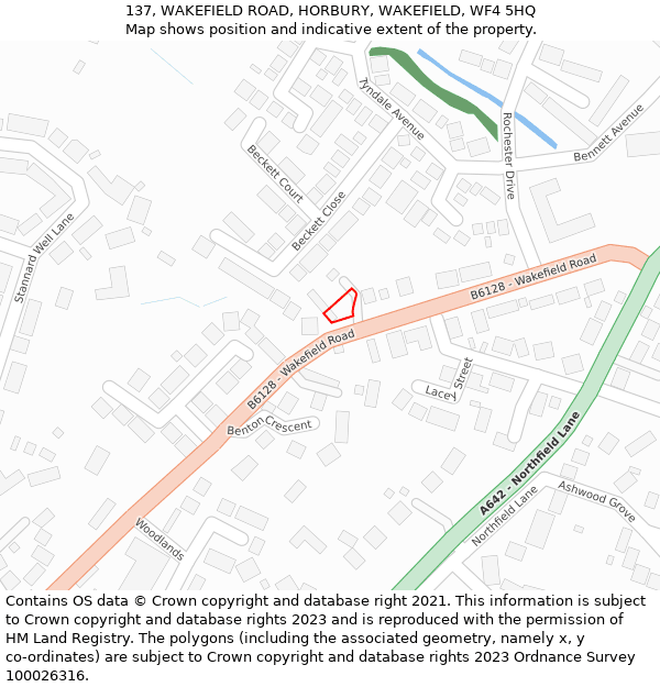 137, WAKEFIELD ROAD, HORBURY, WAKEFIELD, WF4 5HQ: Location map and indicative extent of plot