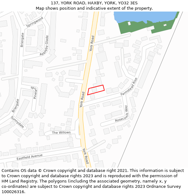 137, YORK ROAD, HAXBY, YORK, YO32 3ES: Location map and indicative extent of plot