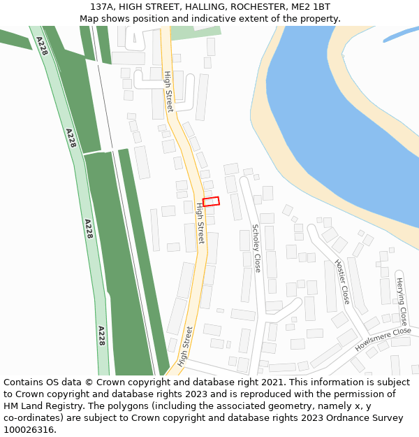 137A, HIGH STREET, HALLING, ROCHESTER, ME2 1BT: Location map and indicative extent of plot