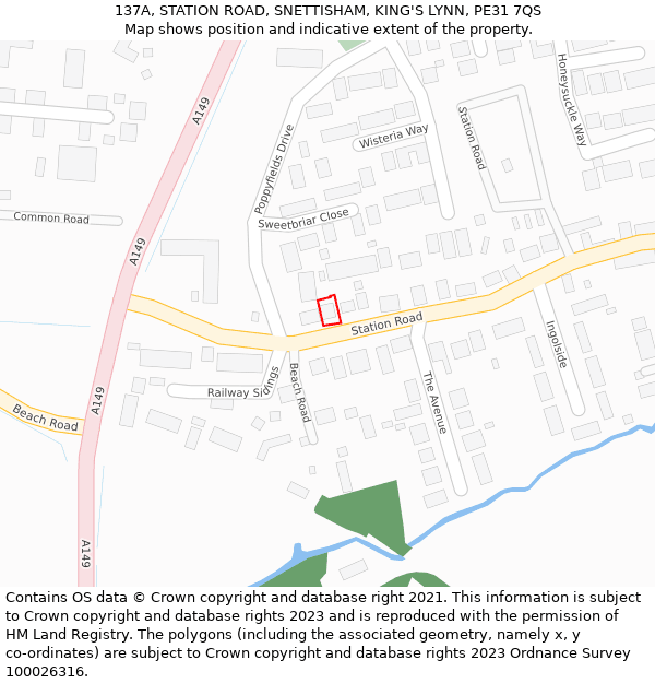 137A, STATION ROAD, SNETTISHAM, KING'S LYNN, PE31 7QS: Location map and indicative extent of plot