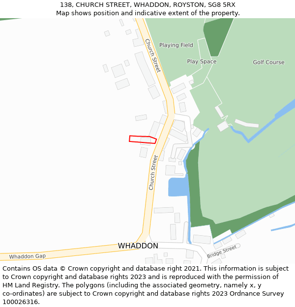 138, CHURCH STREET, WHADDON, ROYSTON, SG8 5RX: Location map and indicative extent of plot
