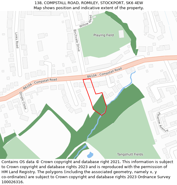 138, COMPSTALL ROAD, ROMILEY, STOCKPORT, SK6 4EW: Location map and indicative extent of plot