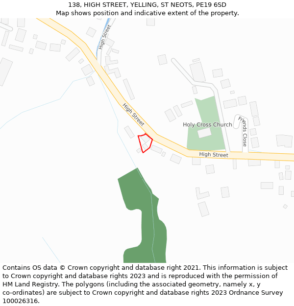 138, HIGH STREET, YELLING, ST NEOTS, PE19 6SD: Location map and indicative extent of plot