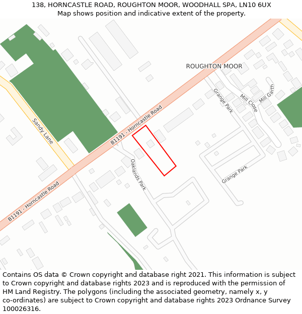 138, HORNCASTLE ROAD, ROUGHTON MOOR, WOODHALL SPA, LN10 6UX: Location map and indicative extent of plot