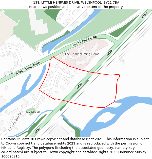 138, LITTLE HENFAES DRIVE, WELSHPOOL, SY21 7BA: Location map and indicative extent of plot