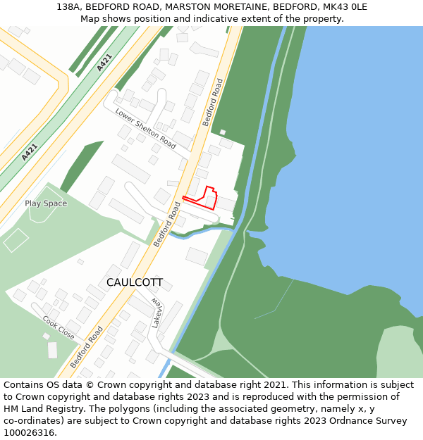 138A, BEDFORD ROAD, MARSTON MORETAINE, BEDFORD, MK43 0LE: Location map and indicative extent of plot