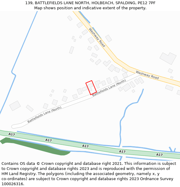 139, BATTLEFIELDS LANE NORTH, HOLBEACH, SPALDING, PE12 7PF: Location map and indicative extent of plot