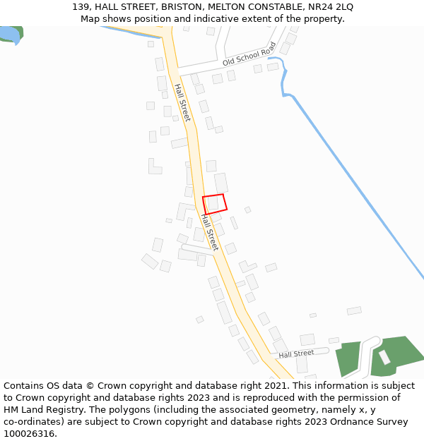 139, HALL STREET, BRISTON, MELTON CONSTABLE, NR24 2LQ: Location map and indicative extent of plot