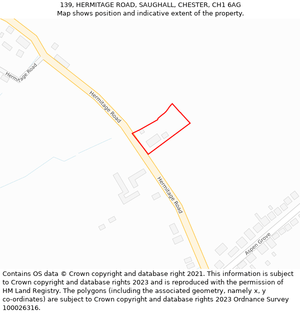 139, HERMITAGE ROAD, SAUGHALL, CHESTER, CH1 6AG: Location map and indicative extent of plot