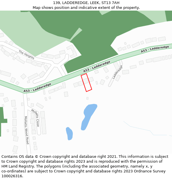 139, LADDEREDGE, LEEK, ST13 7AH: Location map and indicative extent of plot