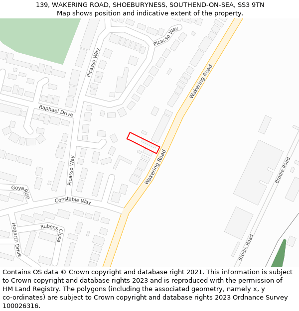 139, WAKERING ROAD, SHOEBURYNESS, SOUTHEND-ON-SEA, SS3 9TN: Location map and indicative extent of plot