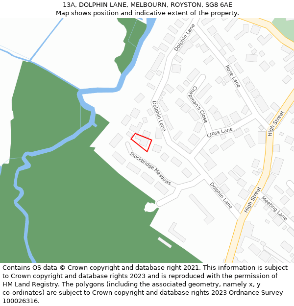 13A, DOLPHIN LANE, MELBOURN, ROYSTON, SG8 6AE: Location map and indicative extent of plot