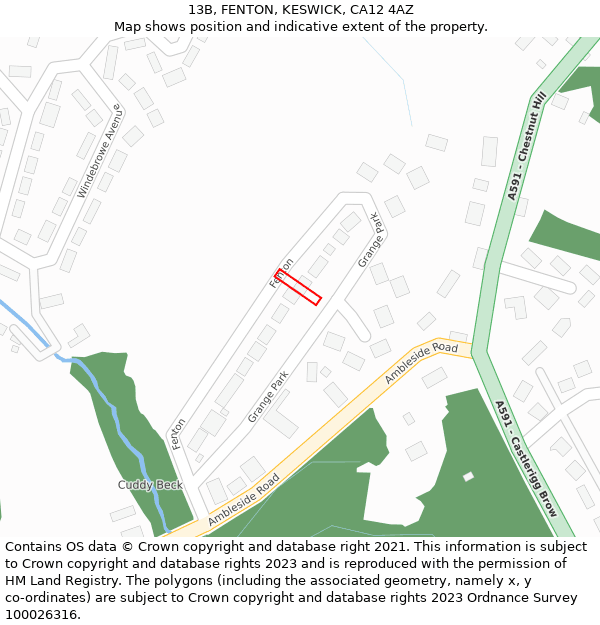 13B, FENTON, KESWICK, CA12 4AZ: Location map and indicative extent of plot